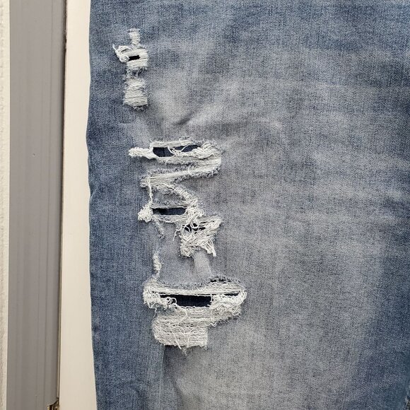 True Nation by DXL Big & Tall Athletic Fit Destroyed 10" Denim Shorts 54 Waist - Picture 2 of 9